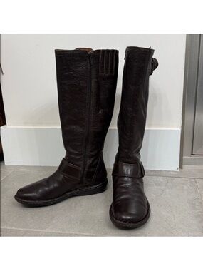 BOC Born Concept Leather Tall Riding Boots Sz 6.5 Brown Equestrian Comfy